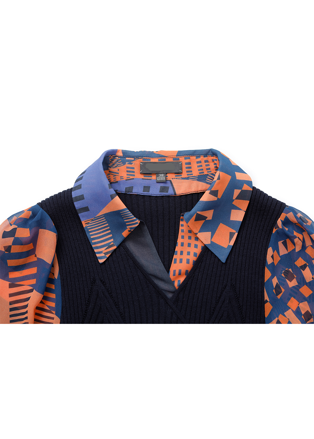SALAZIA Orange-Blue Floral Print Dresses
