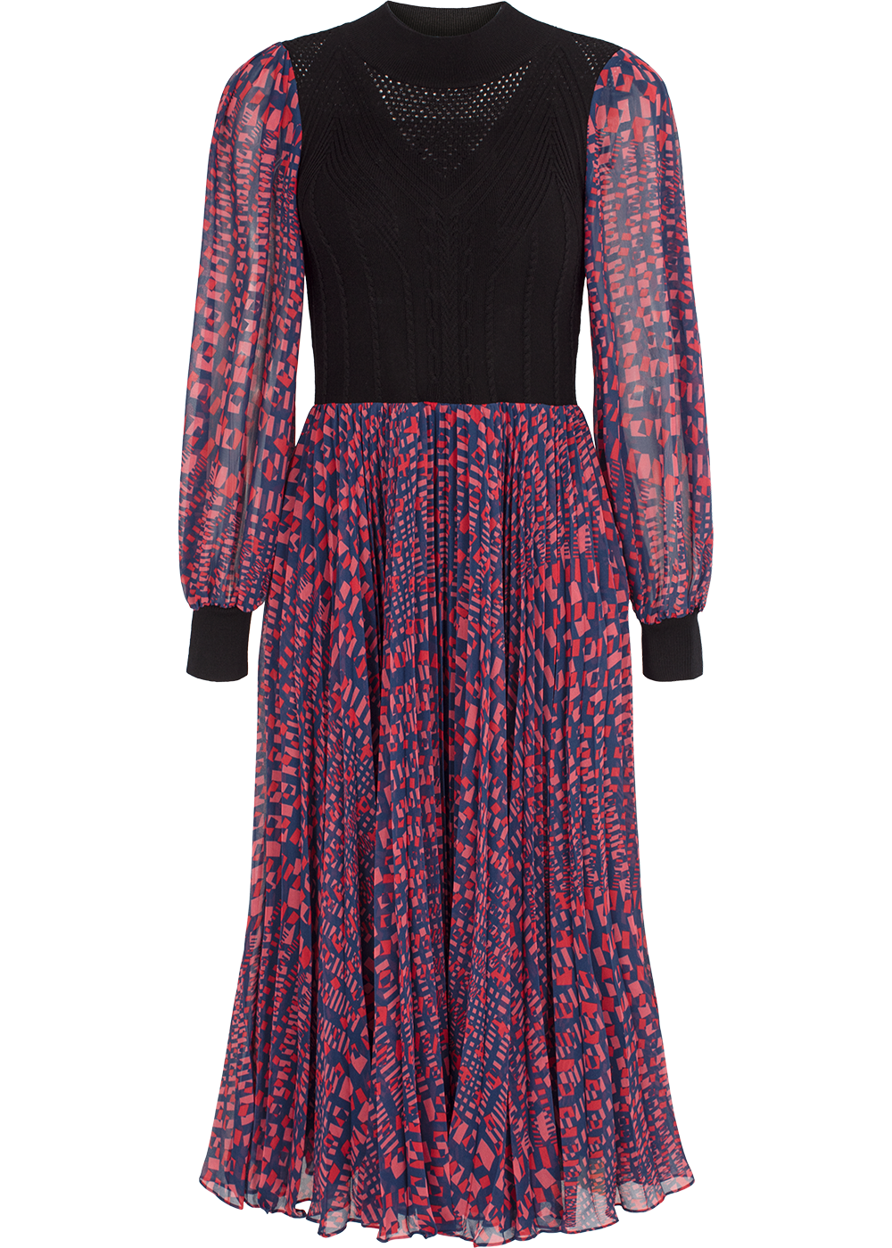 SALAZIA Blue-Red Mirage Sun Fitted Dresses