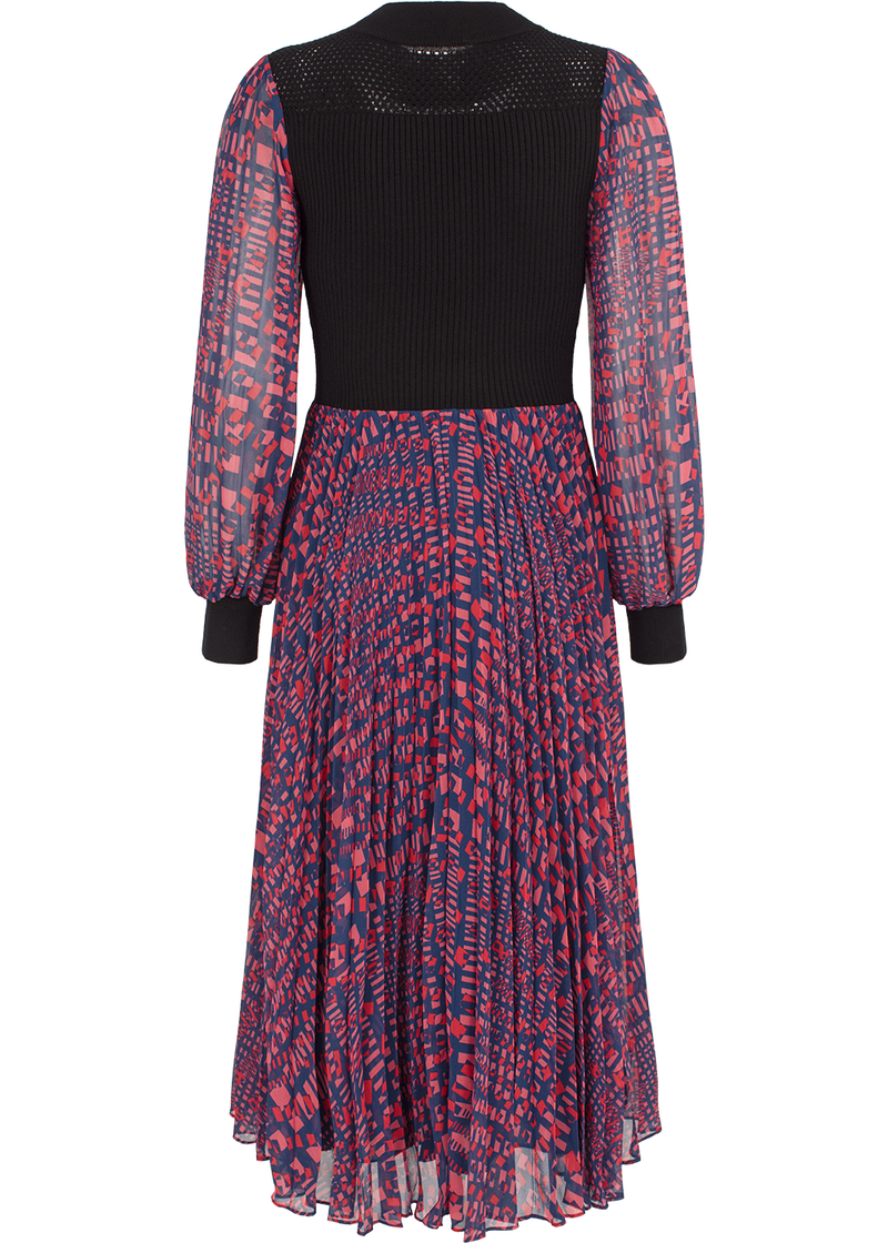 SALAZIA Blue-Red Mirage Sun Fitted Dresses