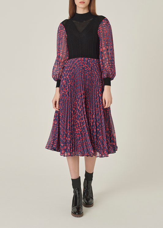 SALAZIA Blue-Red Mirage Sun Fitted Dresses