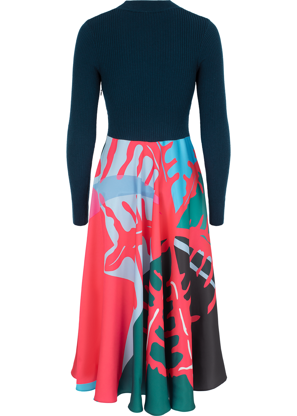 SALAZIA Pink-Green Artistic Wool Blend Dresses