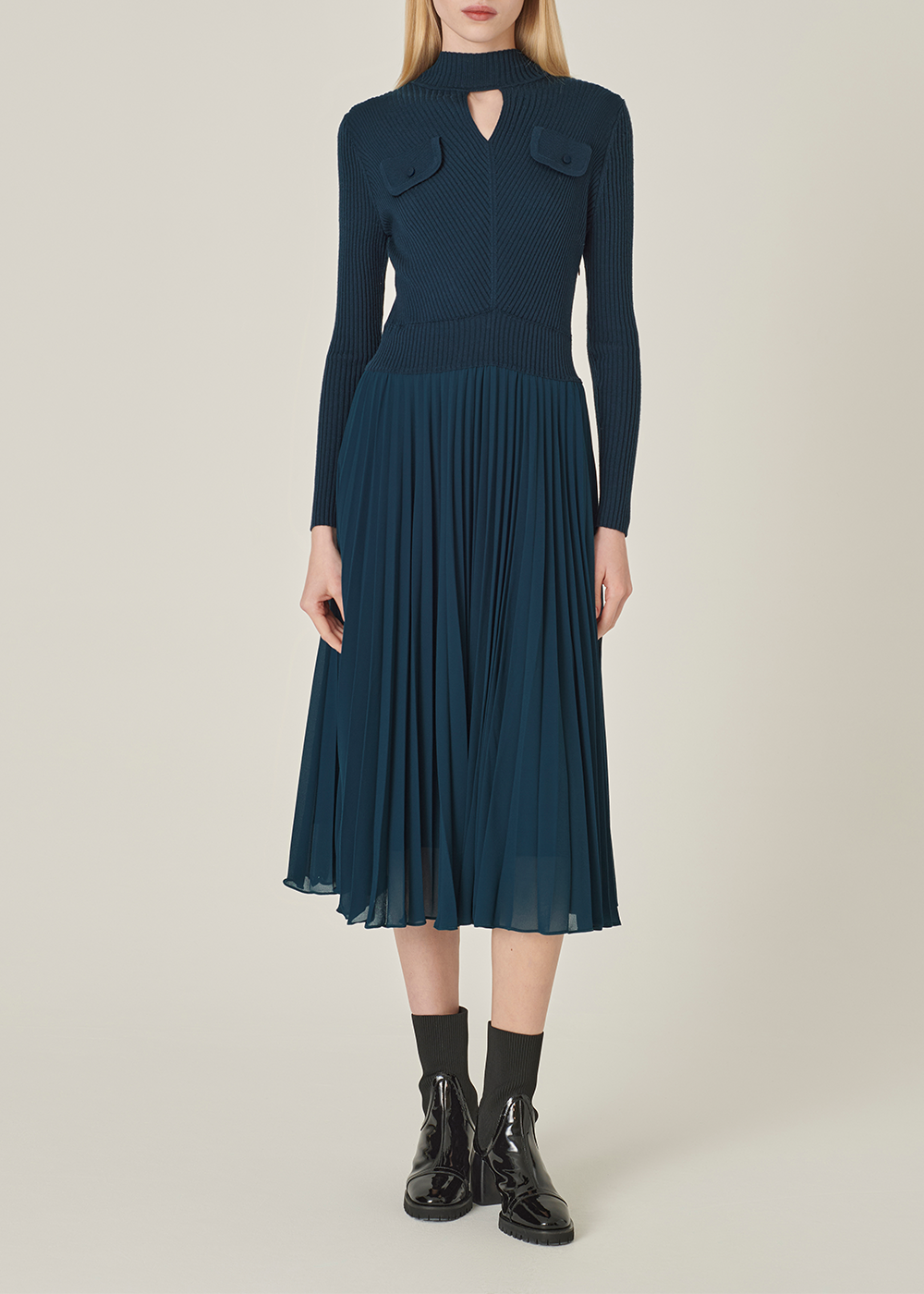 SALAZIA Peacock Green Wool Blend Dresses