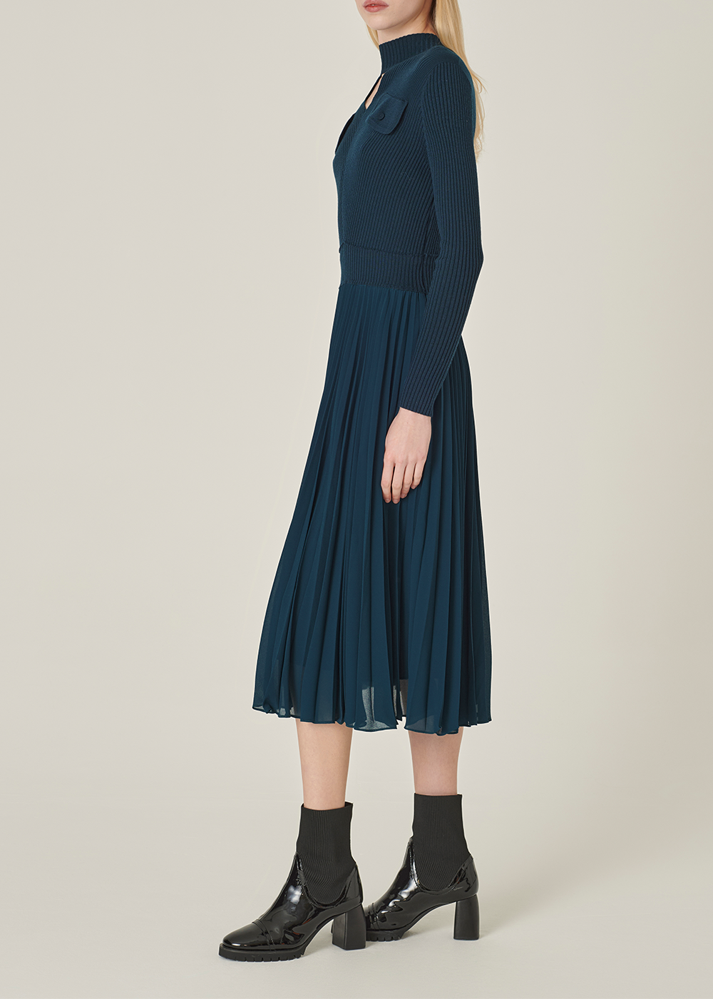 SALAZIA Peacock Green Wool Blend Dresses