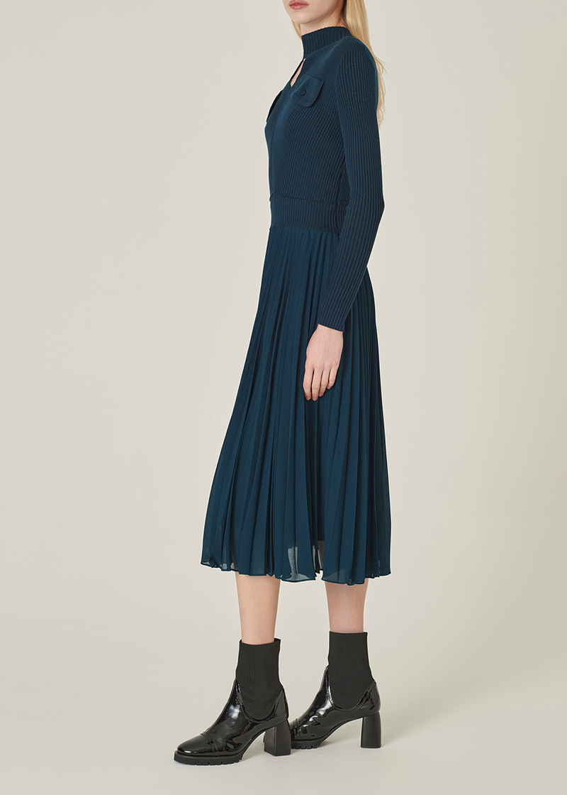SALAZIA Peacock Green Wool Blend Dresses