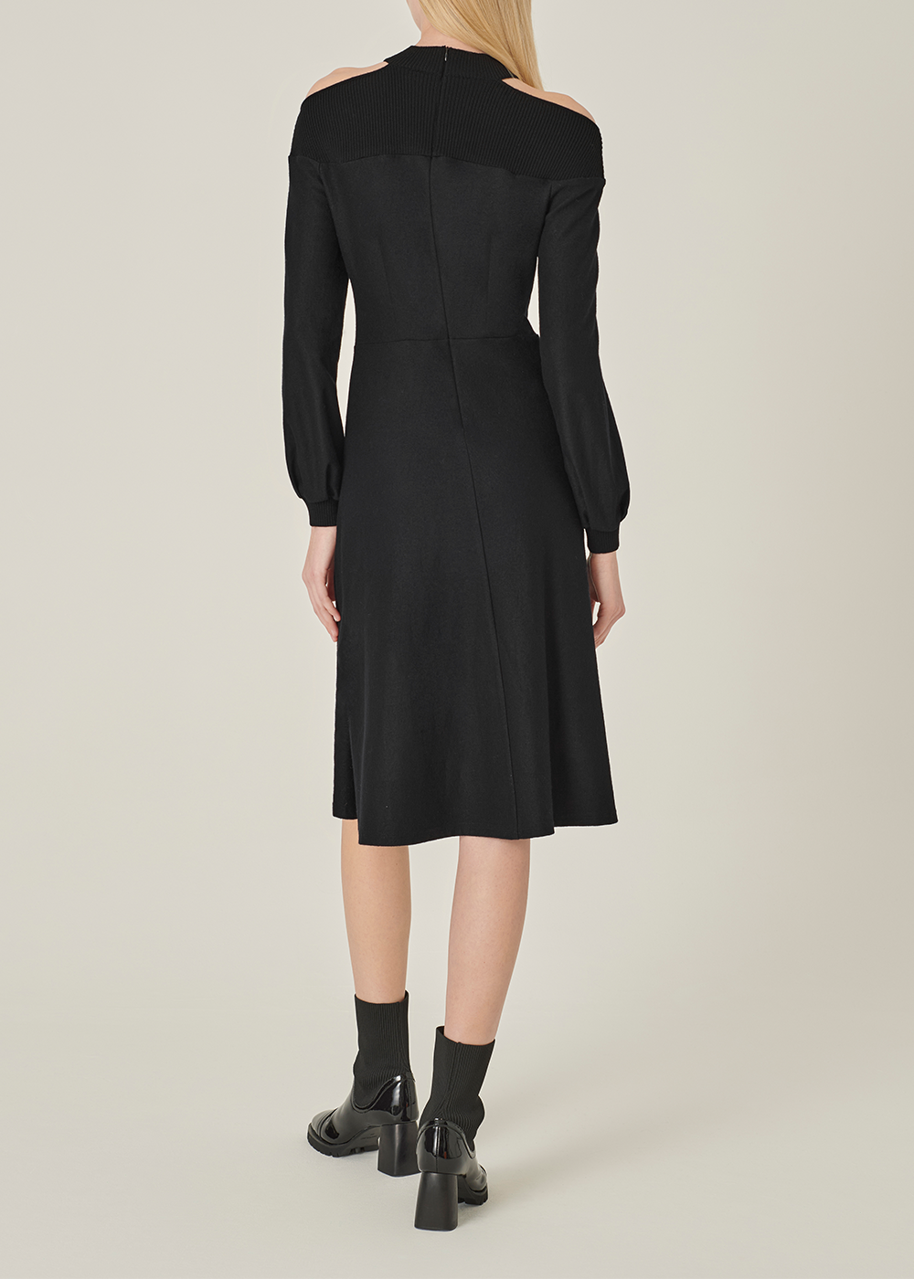 SALAZIA Black Wool Blend Long-Sleeve Dresses