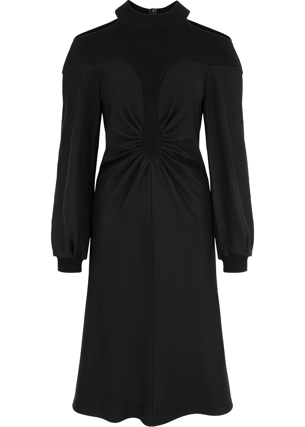SALAZIA Black Wool Blend Long-Sleeve Dresses