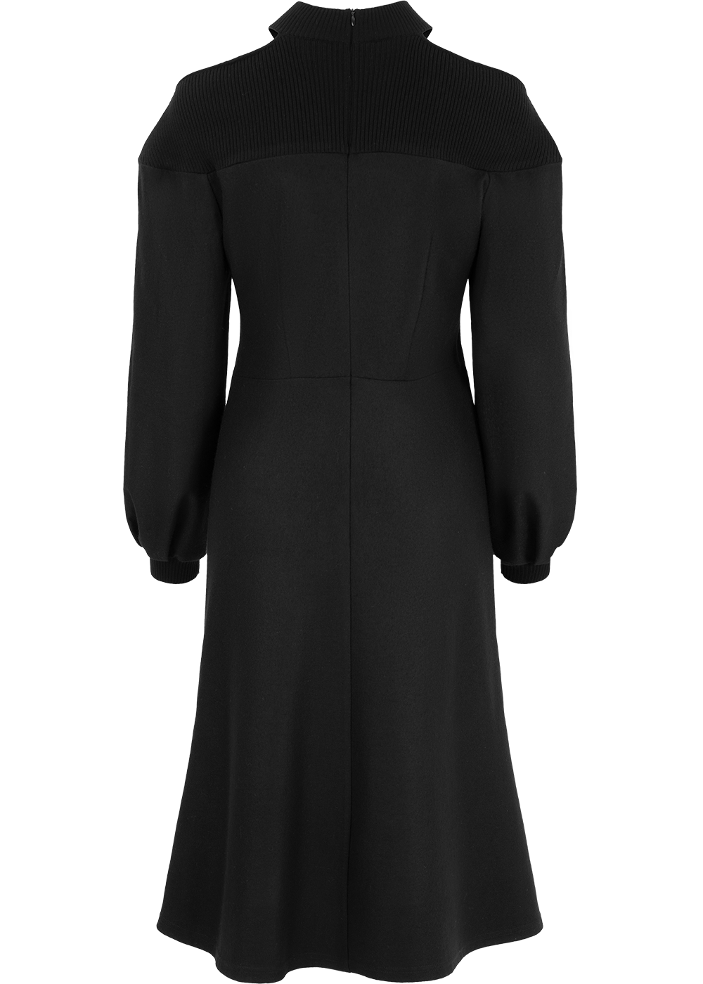 SALAZIA Black Wool Blend Long-Sleeve Dresses