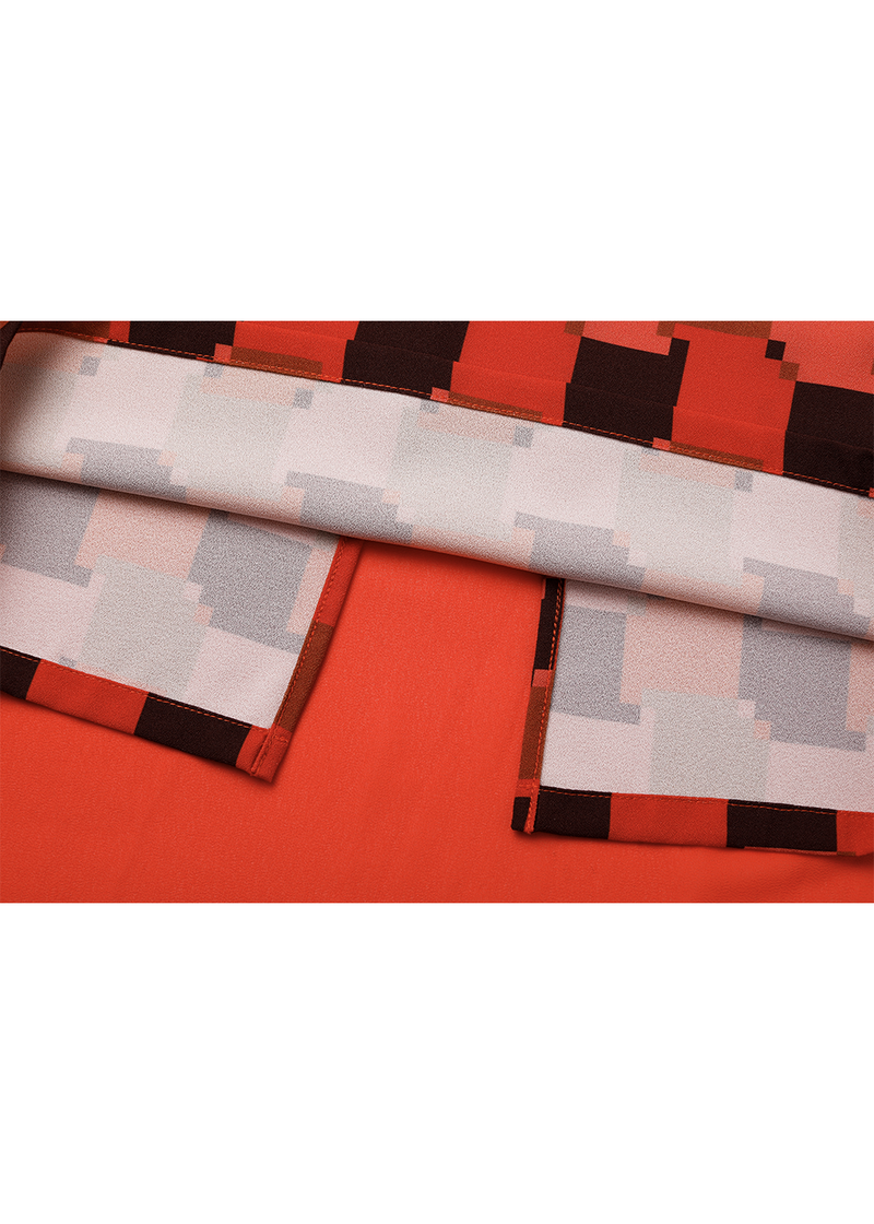 SALAZIA Red Houndstooth Asymmetric Dresses