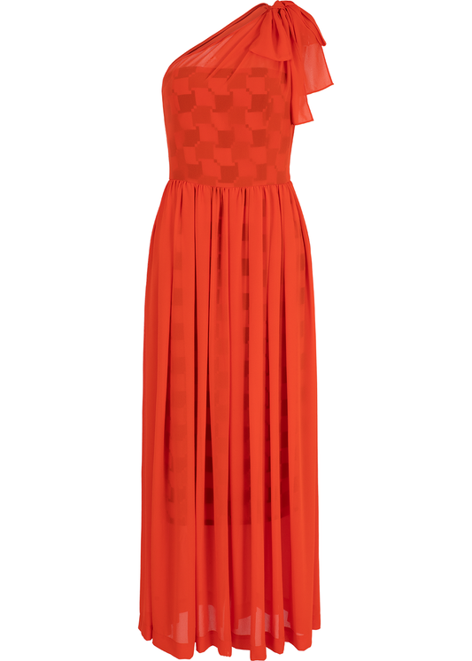 SALAZIA Red Houndstooth Asymmetric Dresses