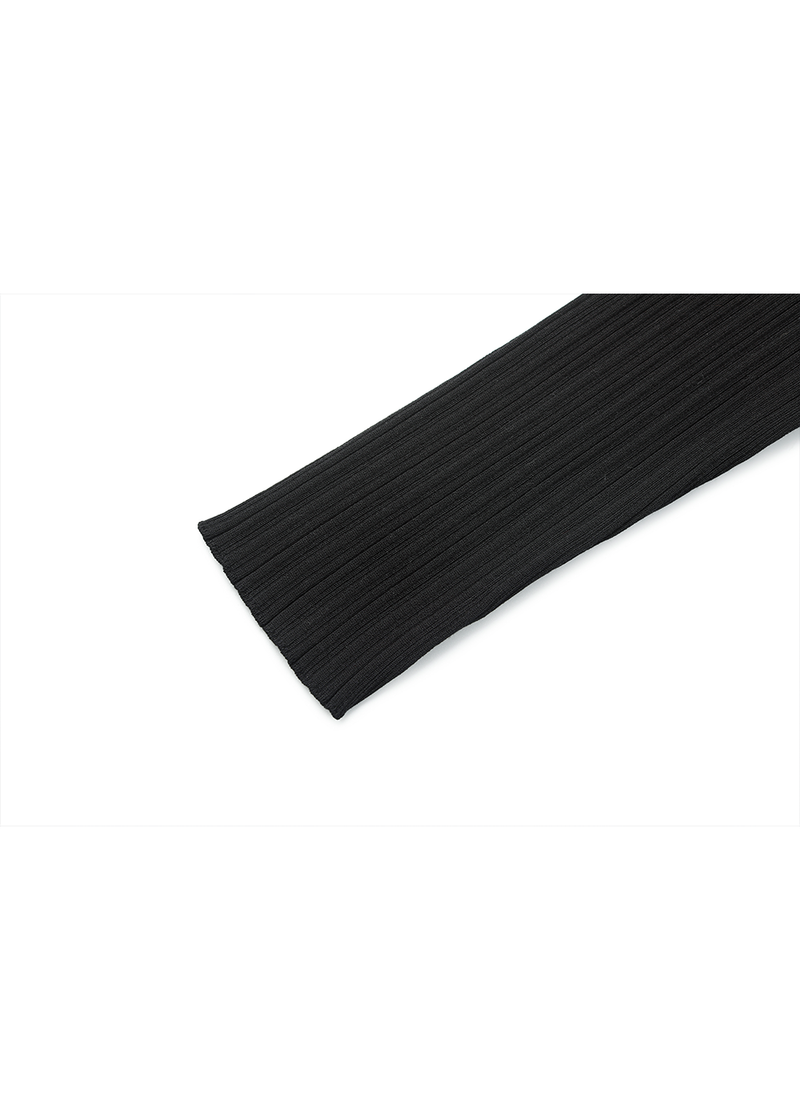 SALAZIA Blue-Black Colorblock Triacetate Blend Long-Sleeve Dresses