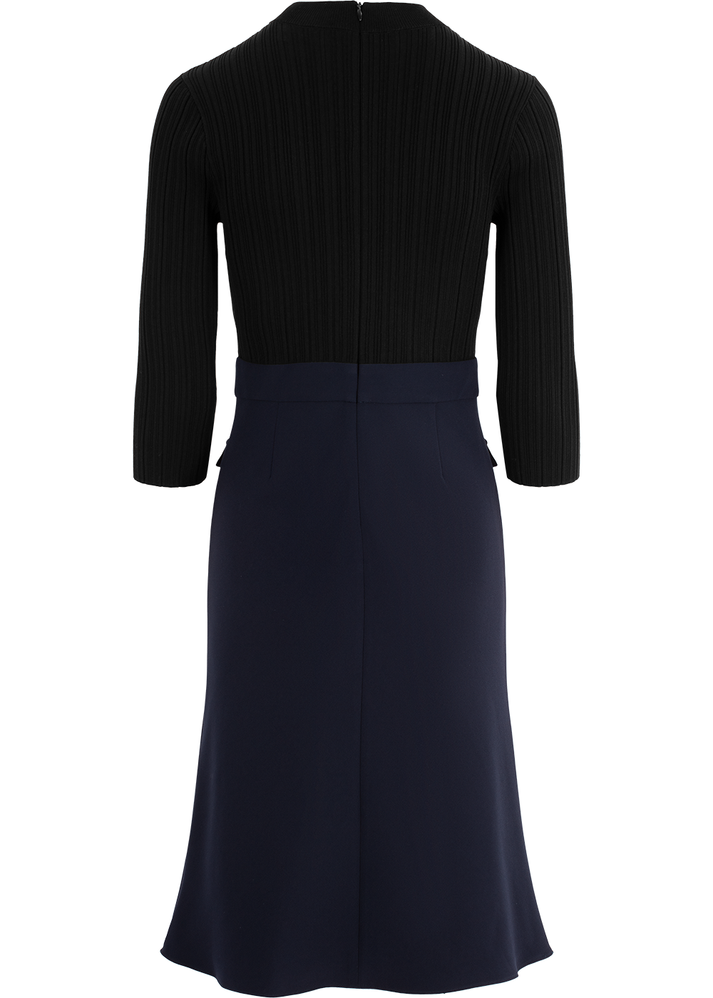 SALAZIA Blue-Black Colorblock Triacetate Blend Long-Sleeve Dresses