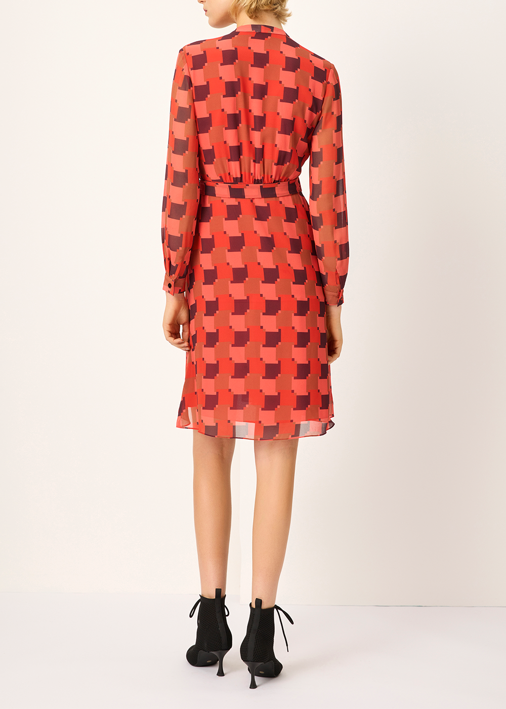 SALAZIA Red Houndstooth Fit-and-Flare Dresses