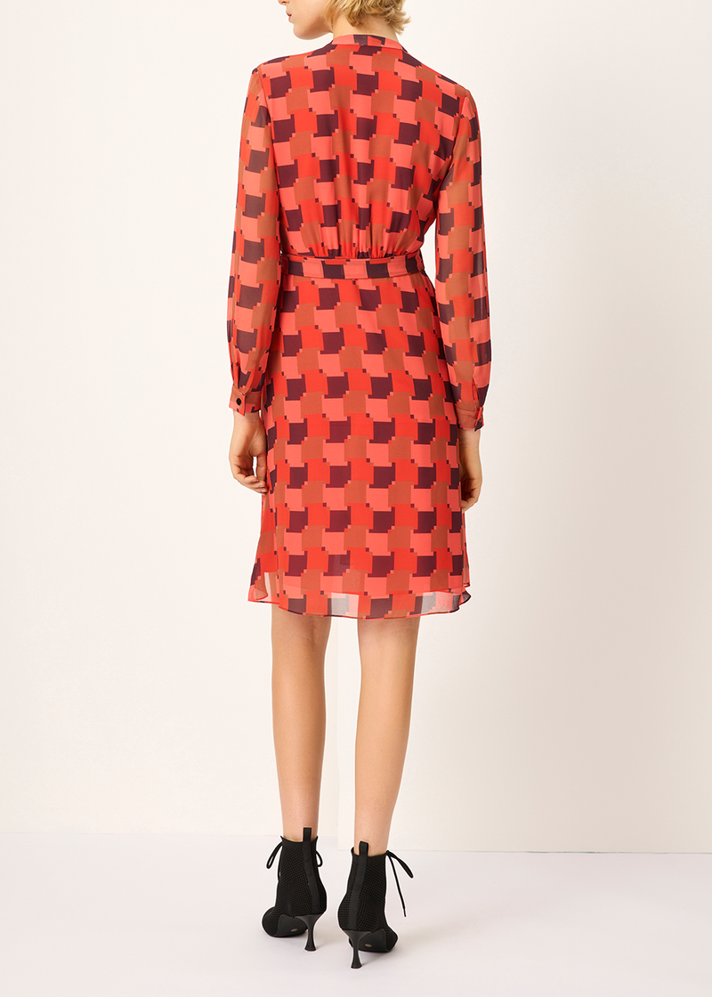 SALAZIA Red Houndstooth Fit-and-Flare Dresses
