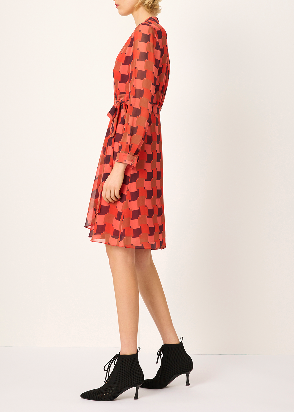 SALAZIA Red Houndstooth Fit-and-Flare Dresses
