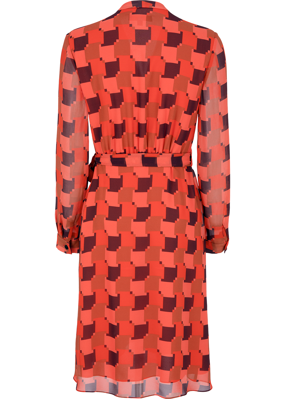 SALAZIA Red Houndstooth Fit-and-Flare Dresses