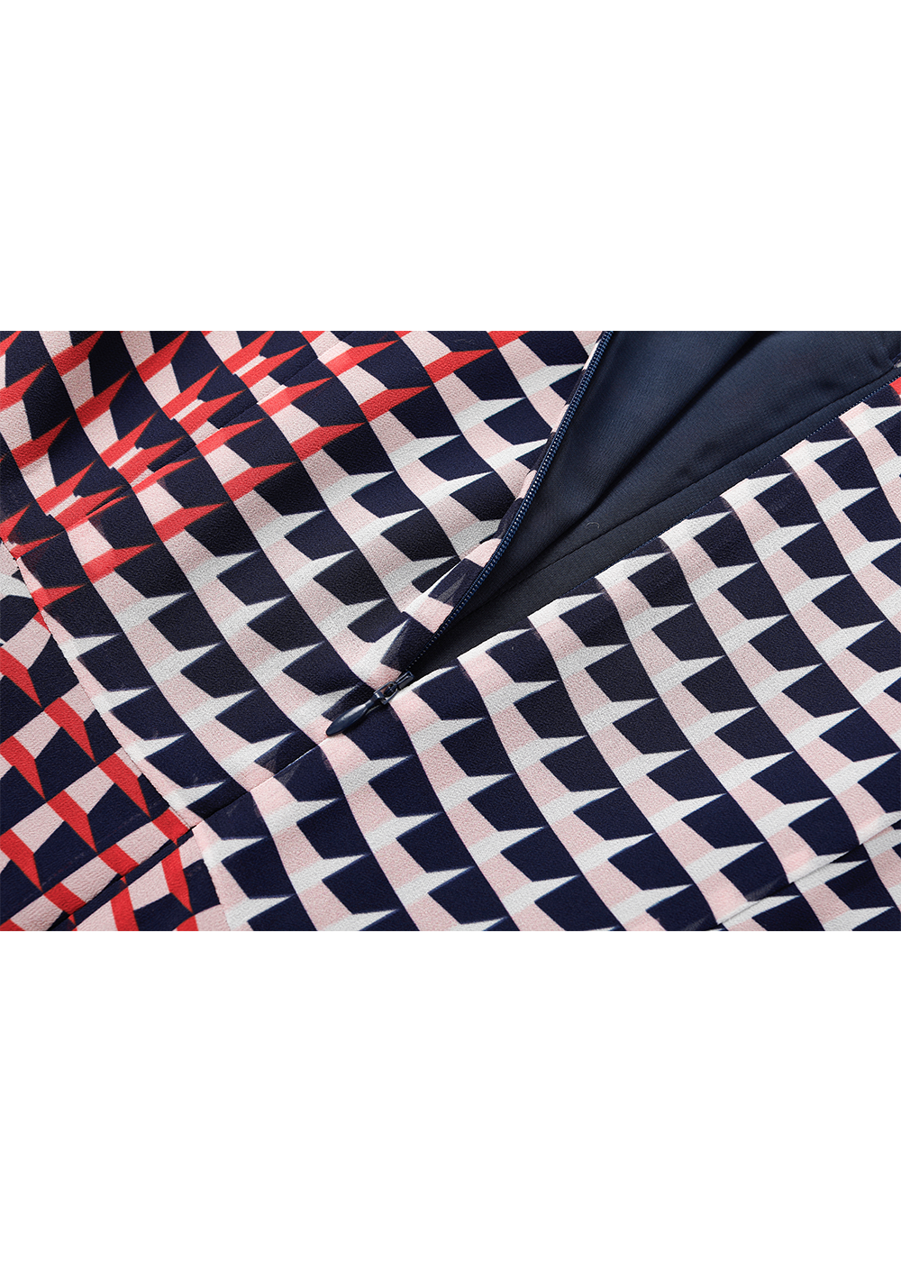 SALAZIA Pink-Black-Red Houndstooth Long-Sleeve Dresses