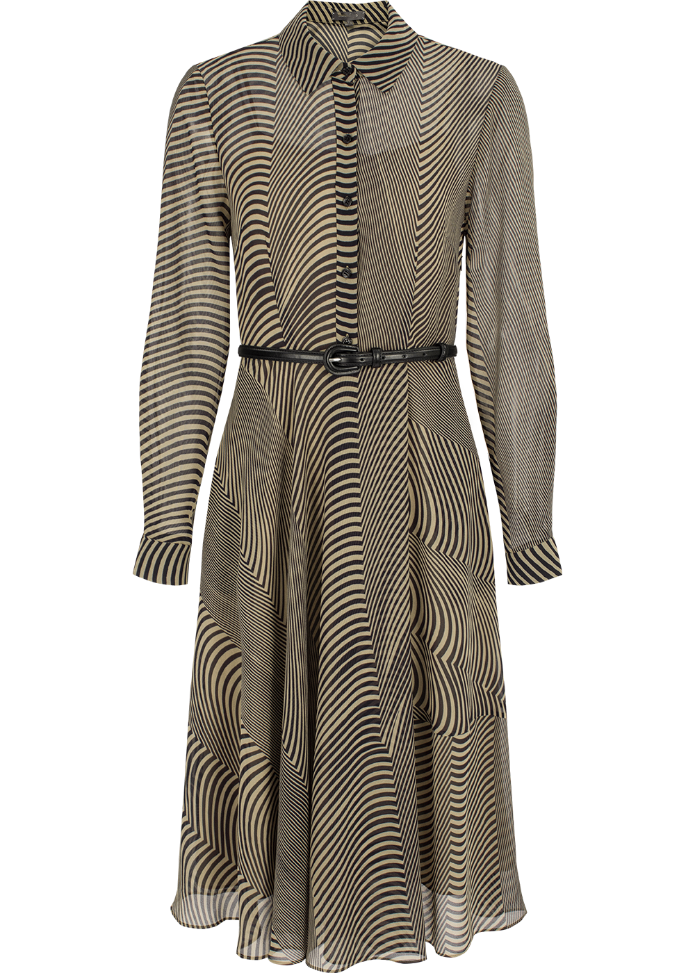 SALAZIA Black-Apricot Wave Print Dresses