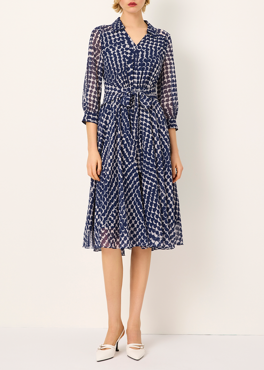 SALAZIA Blue-White Polka Dot Dresses