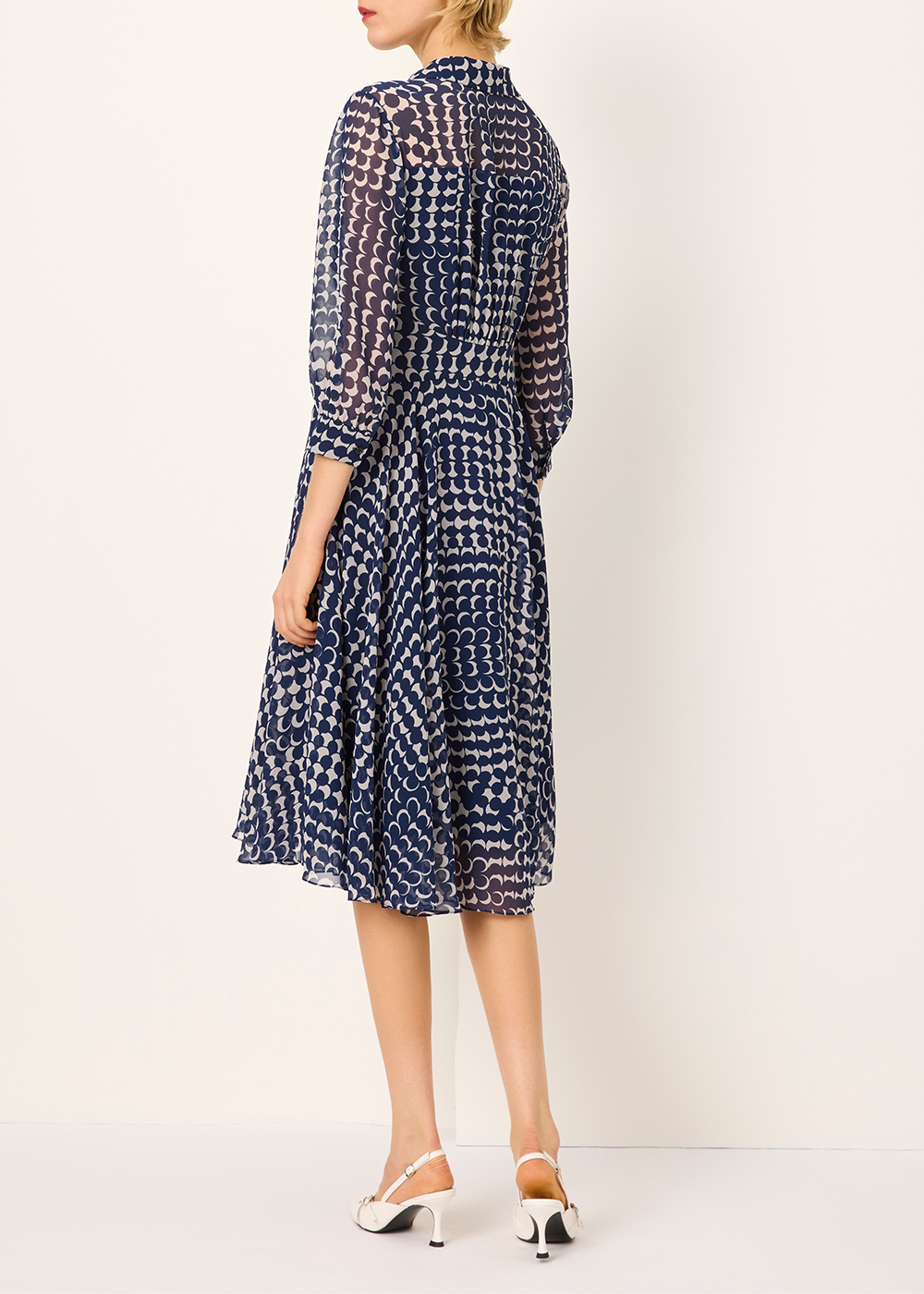 SALAZIA Blue-White Polka Dot Dresses