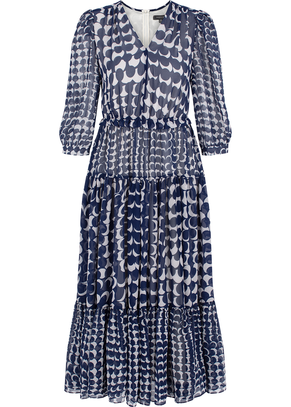 SALAZIA Blue-White Polka Dot Maxi Dresses