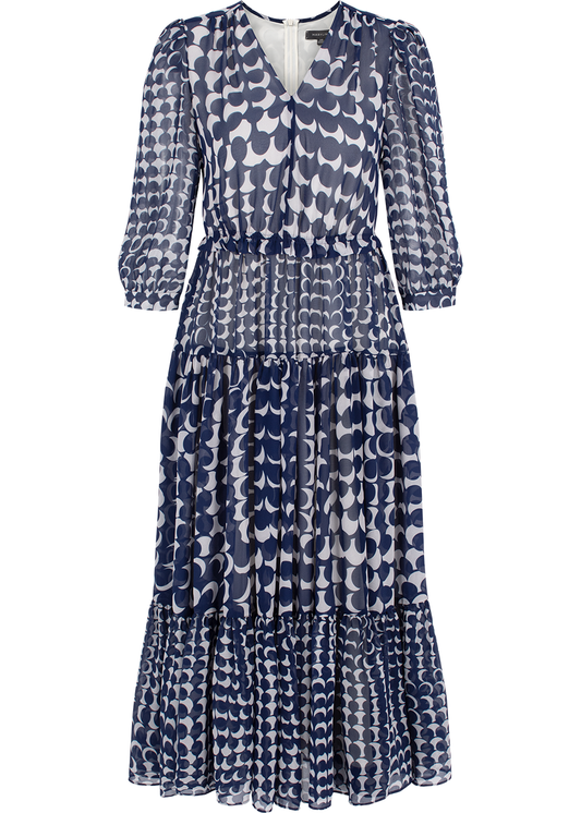 SALAZIA Blue-White Polka Dot Maxi Dresses