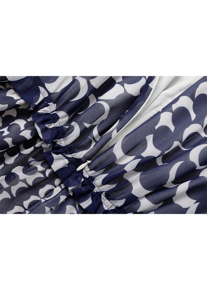 SALAZIA Blue-White Polka Dot Maxi Dresses