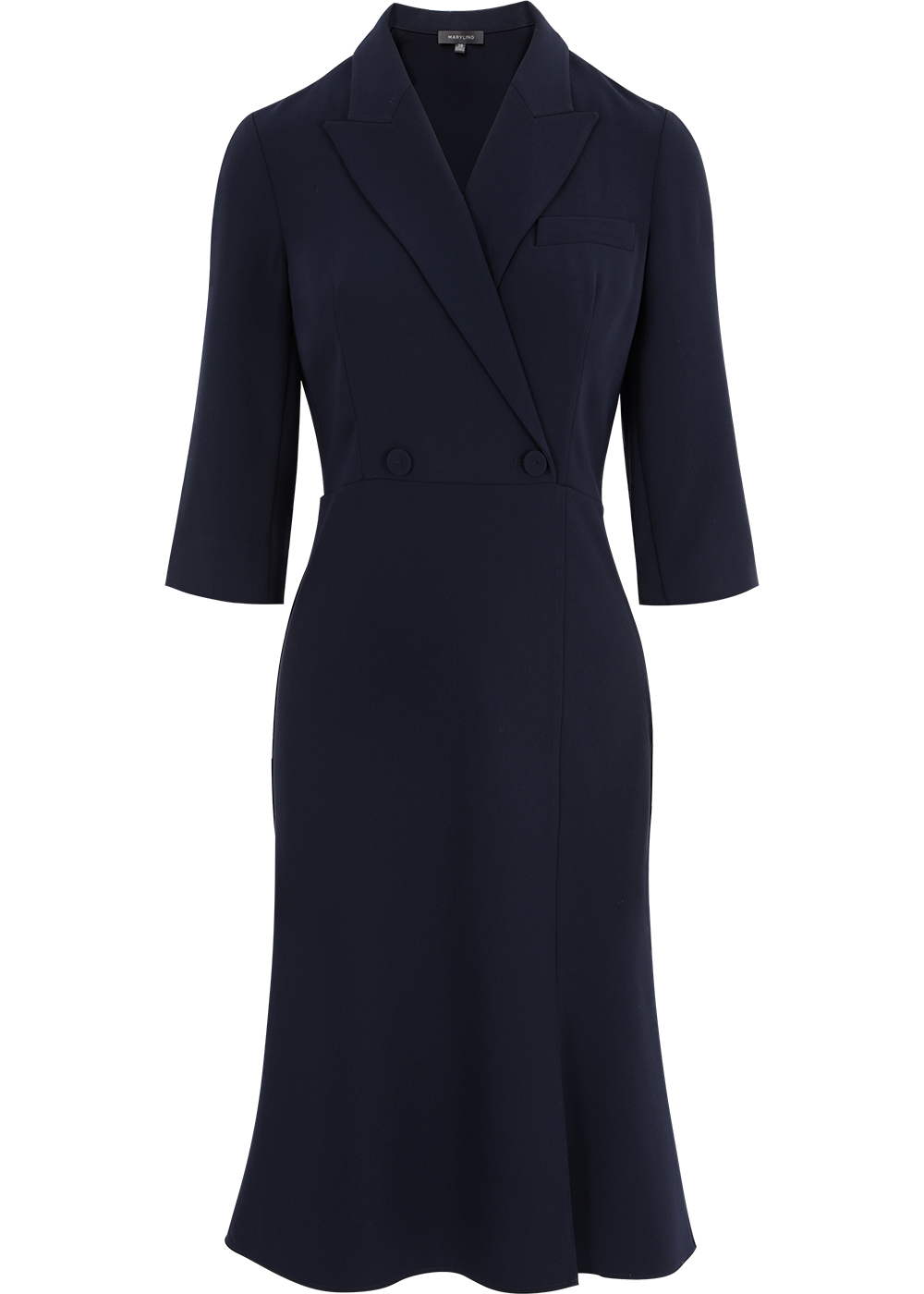 SALAZIA Deep Blue Triacetate Long-Sleeve Dresses