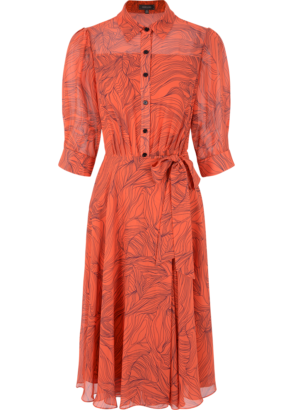 SALAZIA Orange Lily Print Dresses