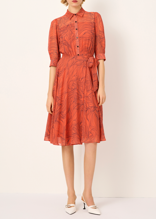 SALAZIA Orange Lily Print Dresses