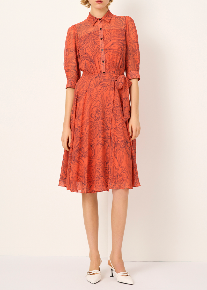 SALAZIA Orange Lily Print Dresses