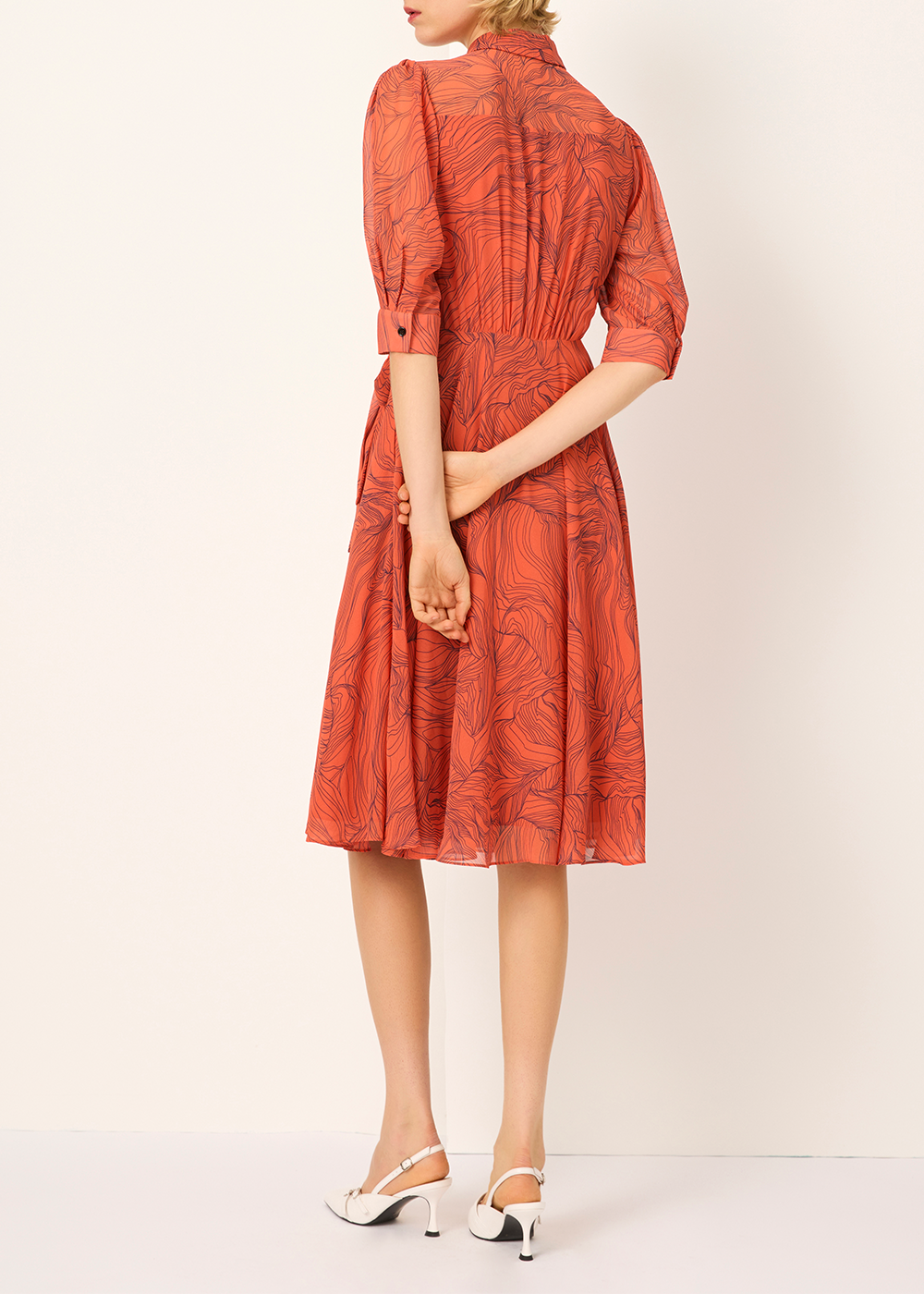 SALAZIA Orange Lily Print Dresses