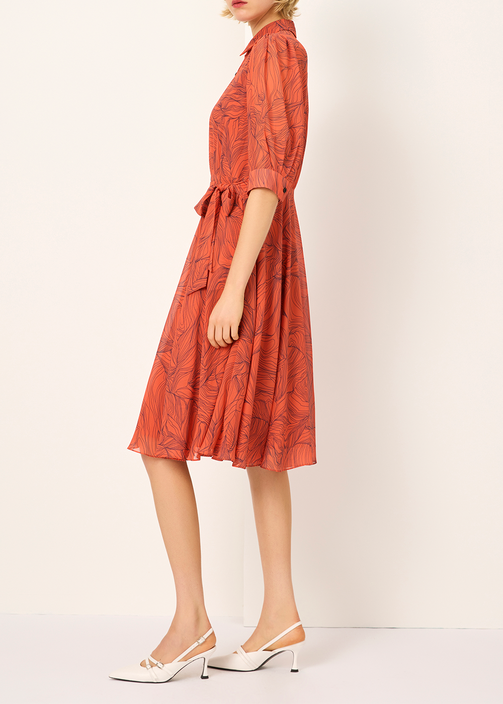SALAZIA Orange Lily Print Dresses