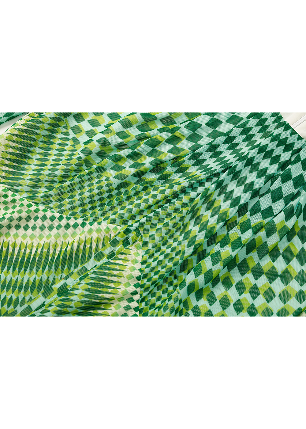 SALAZIA Green Gingham Mesh Dresses
