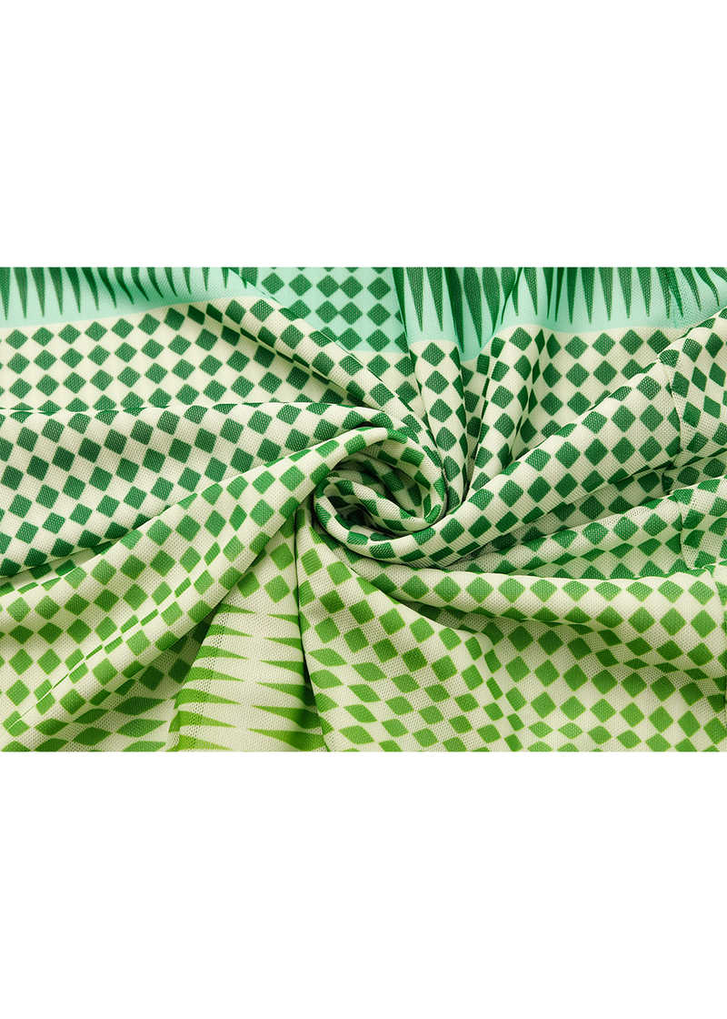 SALAZIA Green Gingham Mesh Dresses