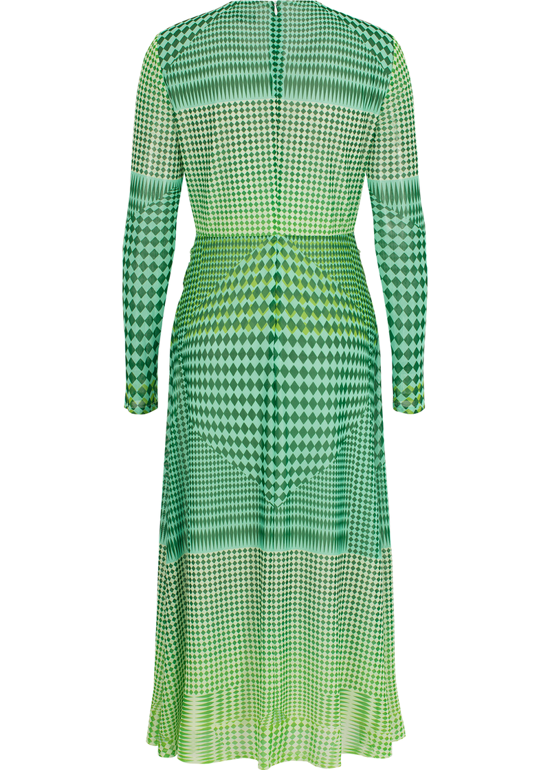SALAZIA Green Gingham Mesh Dresses
