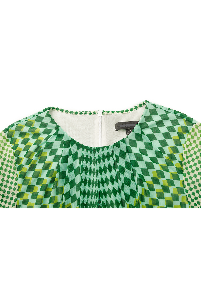 SALAZIA Green Gingham Mesh Dresses