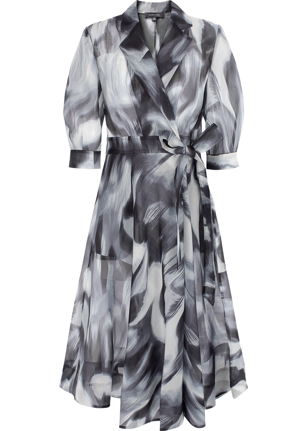 SALAZIA Black-White Violet Silk Dresses