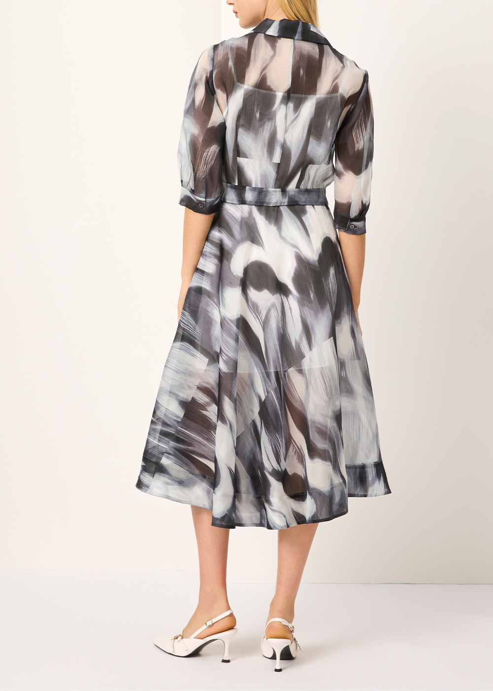 SALAZIA Black-White Violet Silk Dresses