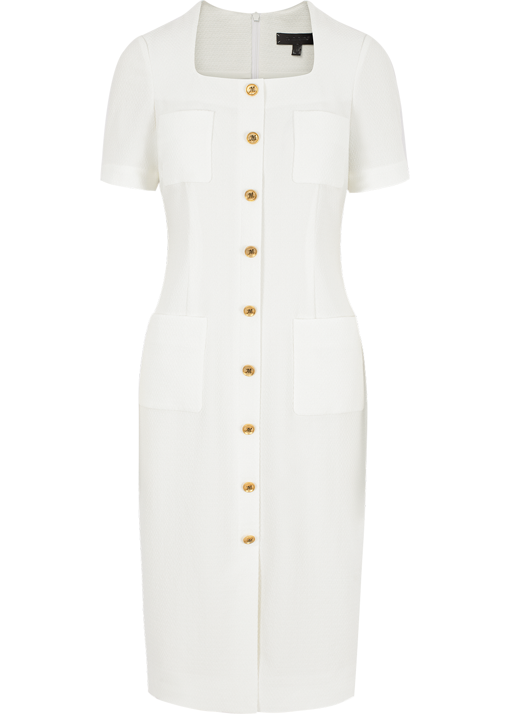 SALAZIA White Polyester-Viscose Blend Shift Dresses