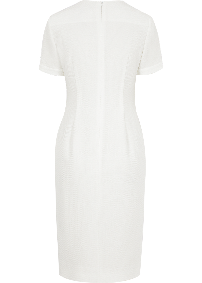 SALAZIA White Polyester-Viscose Blend Shift Dresses
