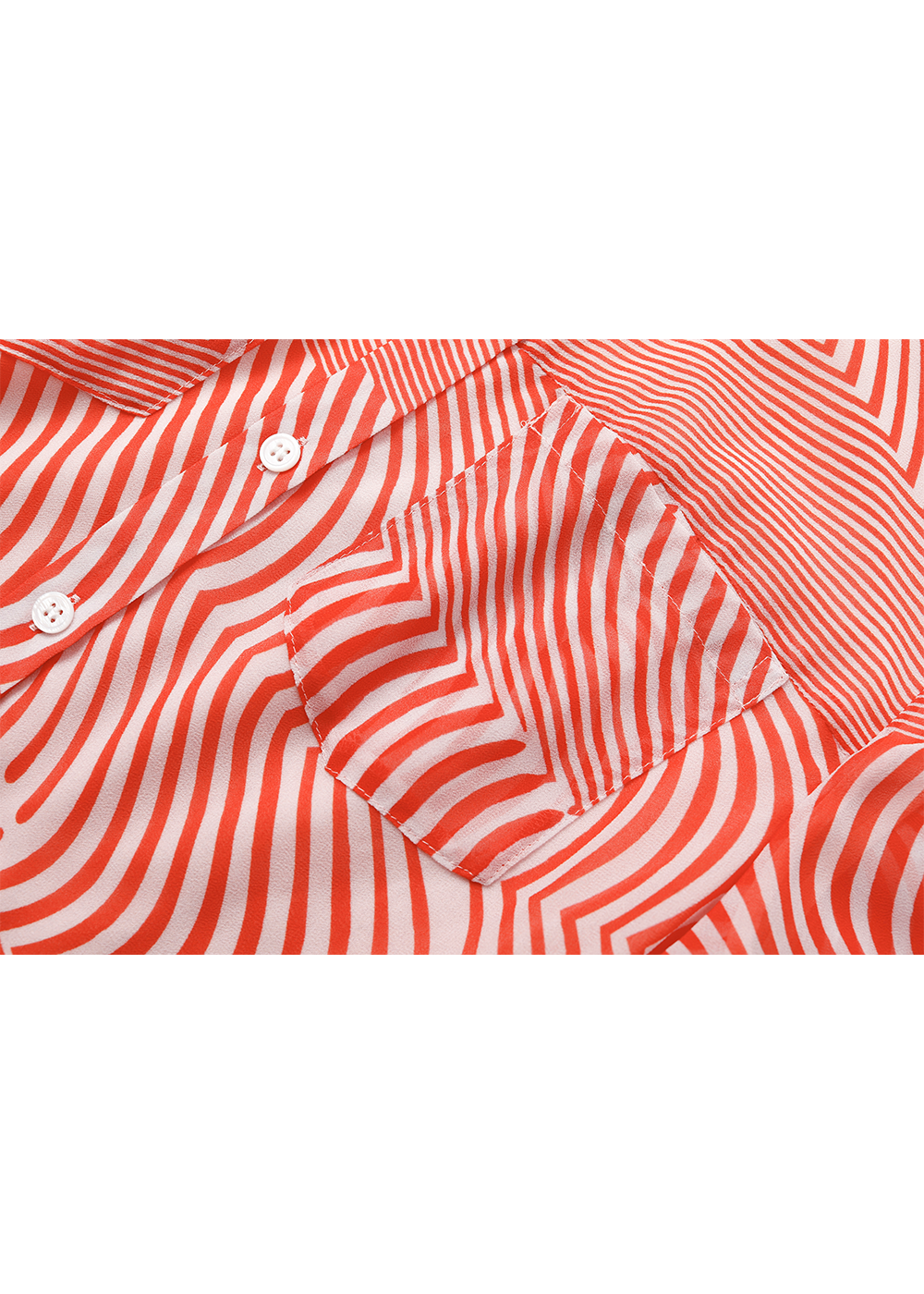 SALAZIA Red-White Wave Long-Sleeve Dresses