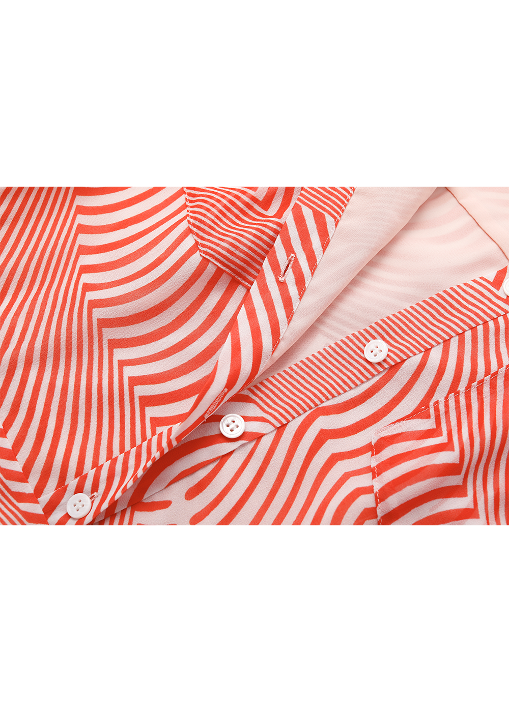 SALAZIA Red-White Wave Long-Sleeve Dresses