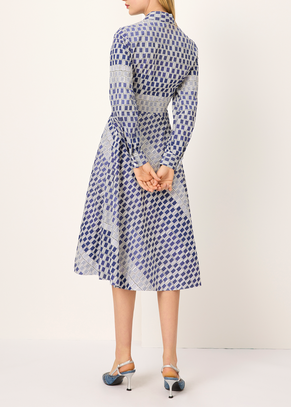 SALAZIA Blue-White Gingham Cotton Dresses