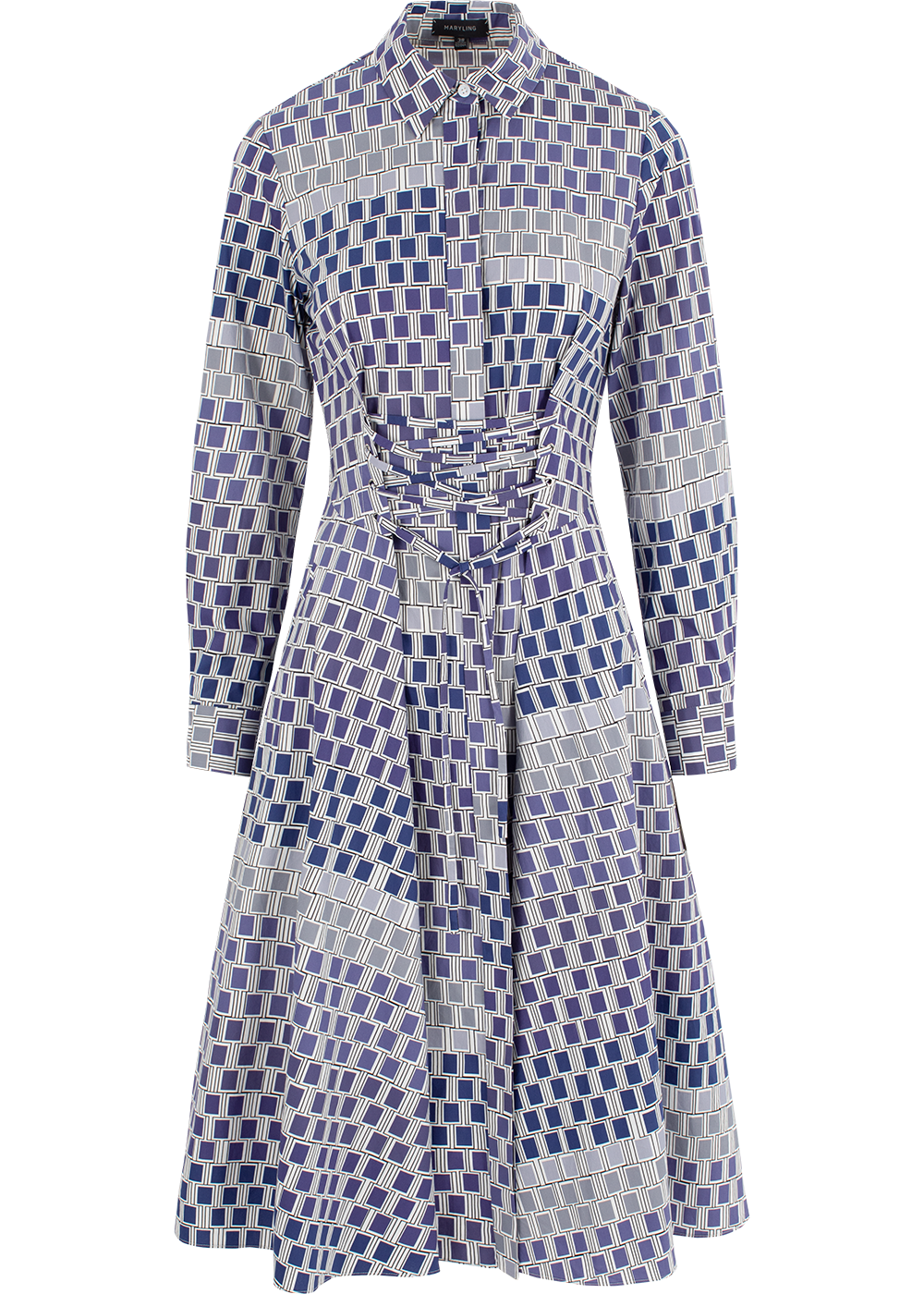SALAZIA Blue-White Gingham Cotton Dresses