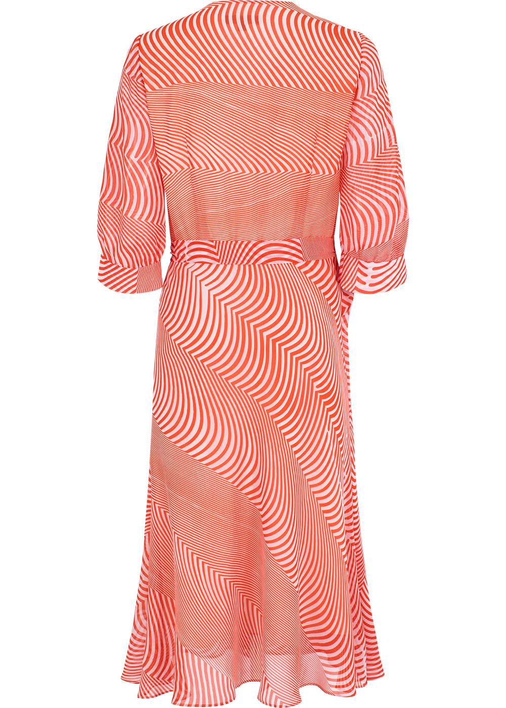 SALAZIA Red-White Wave Print Dresses