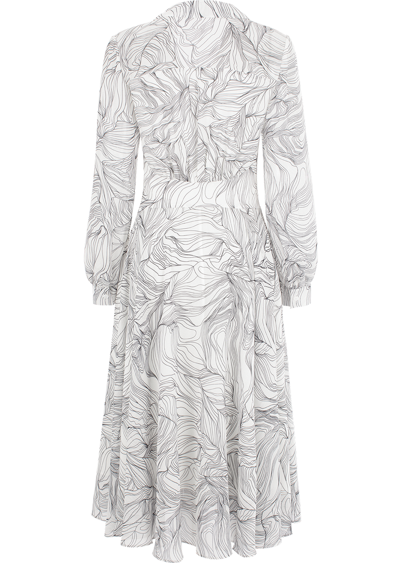 SALAZIA Black-White Lily Print Dresses