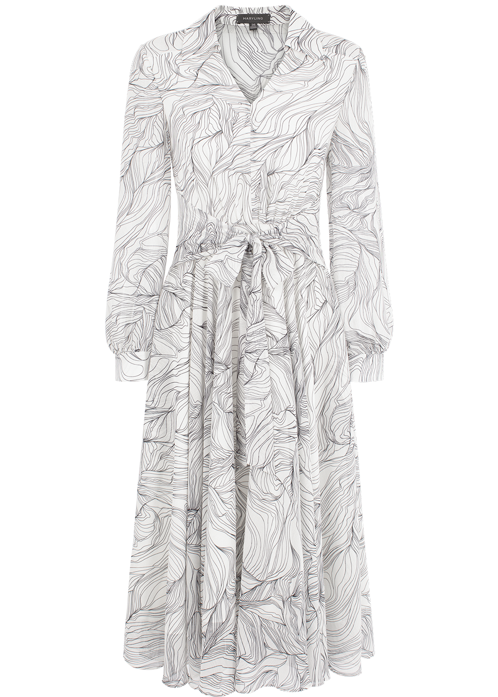 SALAZIA Black-White Lily Print Dresses