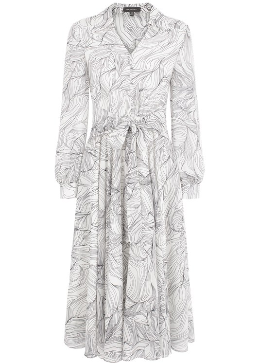 SALAZIA Black-White Lily Print Dresses