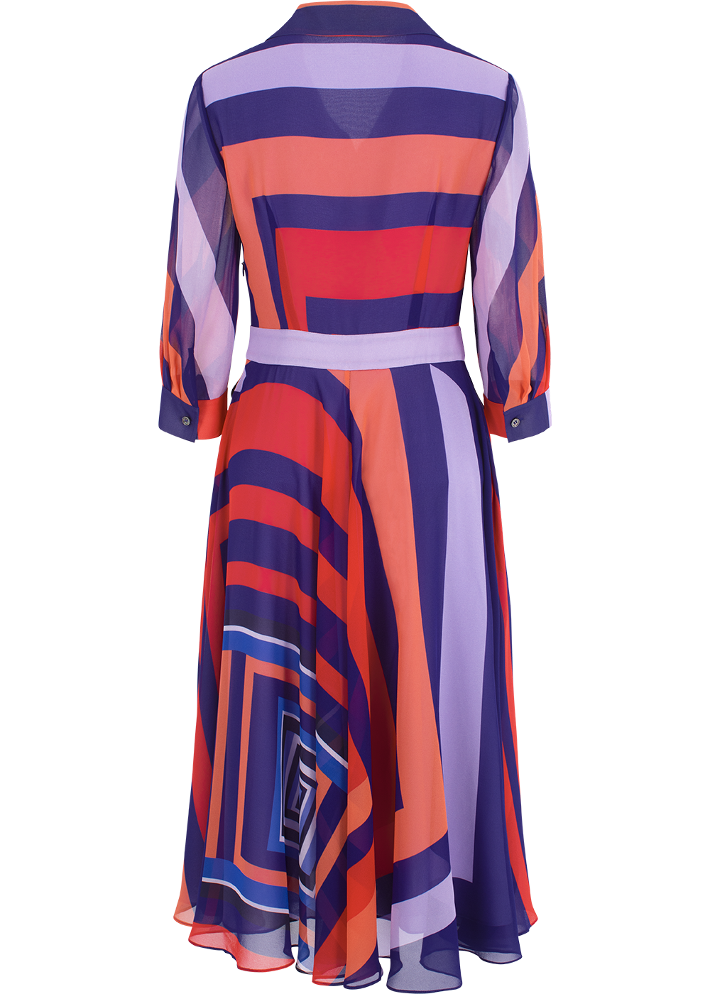 SALAZIA Pink-Purple Loop Print Long-Sleeve Dresses