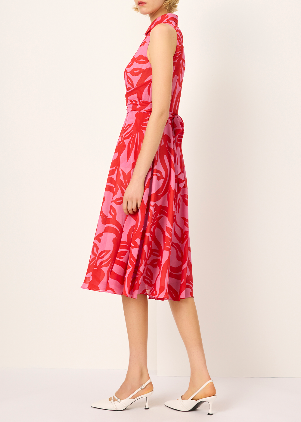 SALAZIA Red-Pink Floral Print Dresses